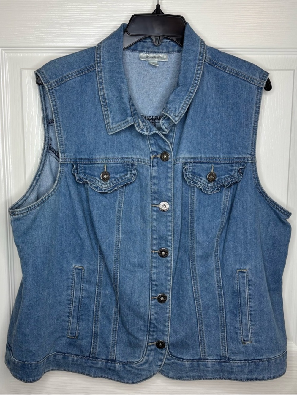 Dress Barn Light Blue Denim Sleeveless Jacket